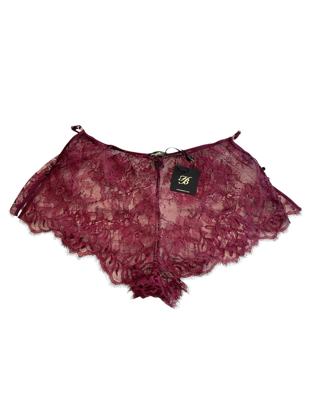 HONEY BIRDETTE Alessandra Lace Lingerie Shorts in Wine | XL